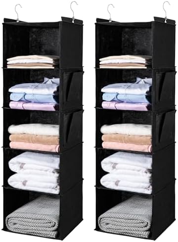 BOOMIBOO Hanging Closet Organize and Shelves, 5-Hanging Shelf（2 Pack by BOOMIBOO