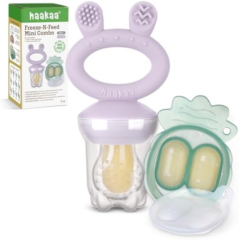 Haakaa Baby Fruit Food Feeder & Mini Freezer Nibble Tray Combo, Breastmilk by haakaa