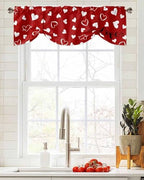 Red Valentine's Day Blackout Tie Up Valance Curtains - Image 2