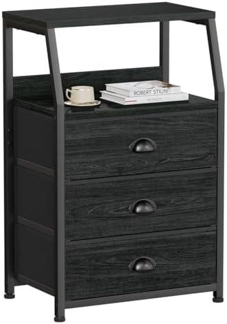 Furnulem Black Night Stand, Small Bedside Table for by Furnulem