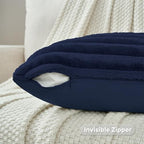 FUTEI Pack of 2 Faux Fur Throw Pillow Covers 16x16 Inch, Dark Navy - Image 3