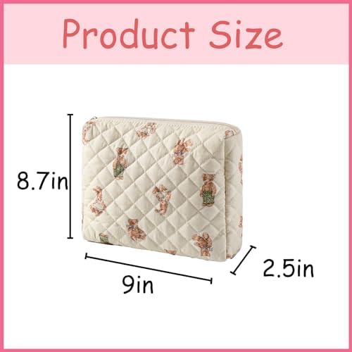 uekeboag 2Pcs Quilted Cotton Makeup Bag and Drawstring Bag - Image 2