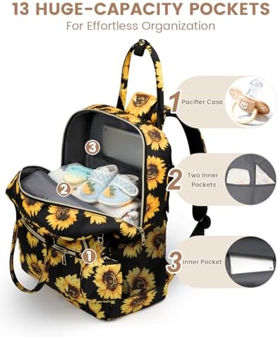 Pritent Diaper Bag Backpack, Baby Bag Backpack Baby Essentials - Image 5