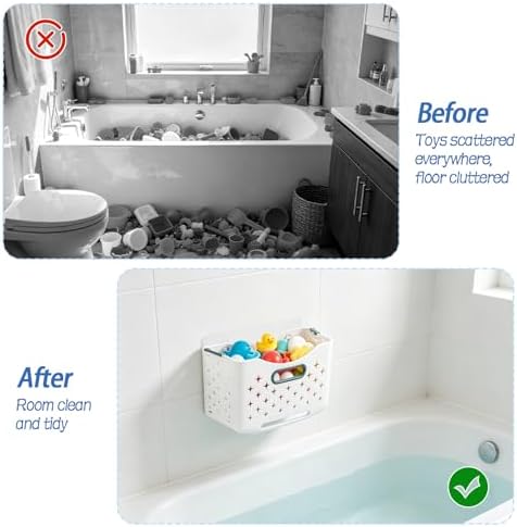 2 Pcs Bath Toy Storage Organizer, Foldable Large Capacity Bath Plaything - Image 5