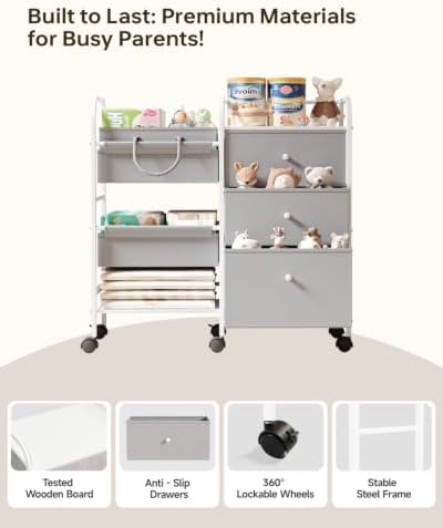 2in1 Baby Diaper Caddy Organizer and Storage Cart - Image 7