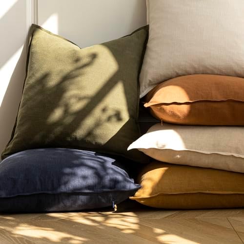 Foindtower Linen Solid Decorative Throw Pillow Covers 24x24 Honey Mustard - Image 6