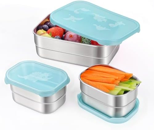 Tanjiae 3 CUP+1 CUP Stainless Steel Lunch Snack Containers Set | Leak Proof 304 by Tanjiae