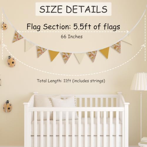 Orange Flower Garland Triangle Banners - Image 3