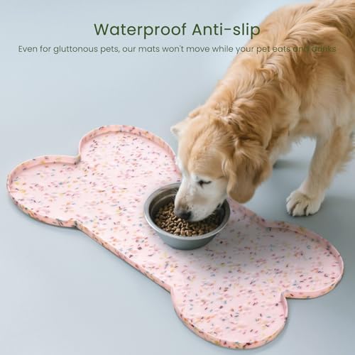 PWTAA Dog Food Mat Anti-Slip Silicone Dog Bowl Mat Thicker Pet Placemat - Image 3