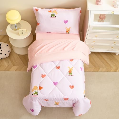 Caressma Pink Toddler Bedding Set Girls Seersucker Kids Comforter Set - Image 4