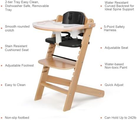 Cowiewie 3-in-1 Convertible Natural Wooden High Chair - Image 2