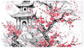 Shower Mat Non Slip 26.8 x 15.1 Inches, Mountain Temple Plum Blossom Bathtub by Anna+Cowper