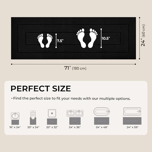 GRANNY SAYS Black Bathroom Rug 71" x 24", Non-Slip Microfiber Bath Mat - Image 2