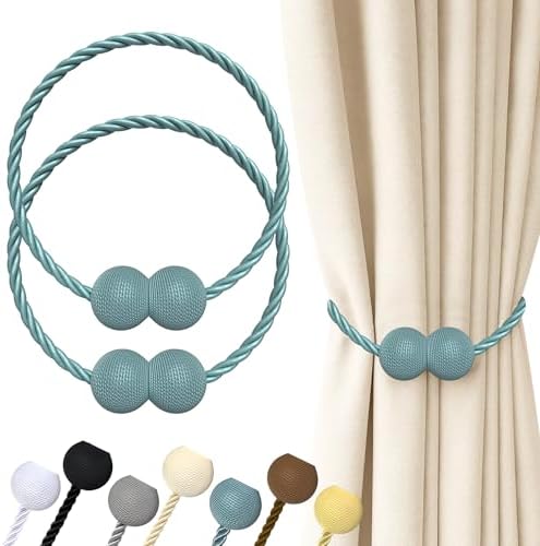 Hion Magnetic Curtain Tiebacks Blue 2pcs, Curtain Holdbacks Hooks Holders by Hion