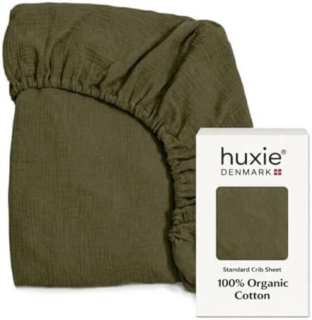 Crib Sheets, 100% Organic Cotton Muslin, Fitted 28"x52" Standard by huxie