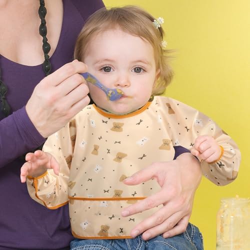 Accmor 5 Pack Long Sleeve Bibs, Baby Smock Waterproof Sleeved Bib Smock - Image 5