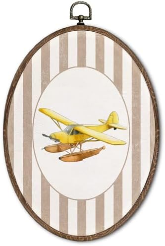 FLAWAFLOMA Vintage Aircraft Nursery Oval Wall Art Decor, Kids Room Canvas Wall by Unknown