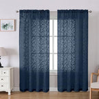Lecloud Leia Navy Blue Sheer Curtains by Lecloud