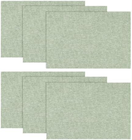 Artoid Mode Sage Green Placemats Set of 6, 12x18 Inch Spring Summer Washable by ArtoidMode