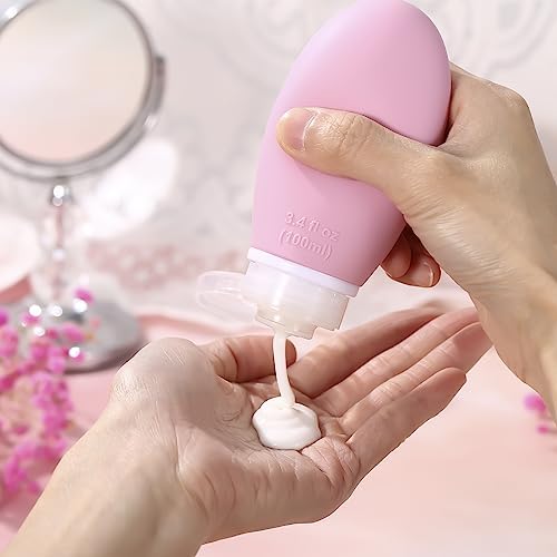 LIYUABU Leak Proof Silicone Travel Bottles, 4 Pack 2oz Liquid Squeezable - Image 4