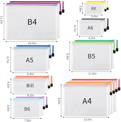 EOOUT 56pcs Mesh Zipper Pouch, Waterproof Zipper Bags, 8 Sizes Plastic Travel - Image 2