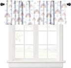 Rainbow Curtain Valances for Kids, Cute Boho Rainbow Rod Pocket Small Window by DDCBNS