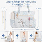 WOBAGMEN Teacher Tote Bag for Women, Quilted Floral Laptop Work Tote - Image 4