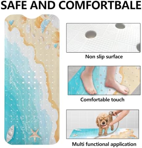LNOND Summer Beach Bathtub Mat Non Slip, 40 X 16 Inch Tub Mat - Image 6