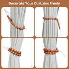 KLOGTSIND Wood Bead Curtain Tiebacks, 4 Pack Curtain Tie Backs - Image 3