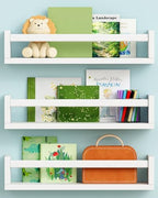 White Nursery Floating Book Shelves, Wall Bookshelf by Harwaya