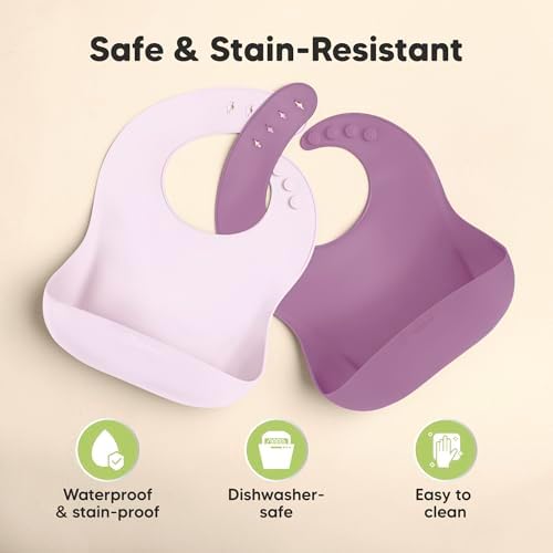 KeaBabies 2-Pack Silicone Bibs for Babies, Toddlers Girl - Image 6