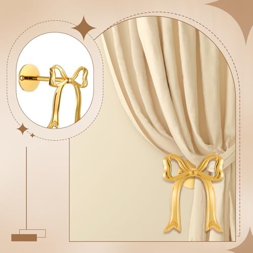 Blulu 2 Pcs Metal Bow Curtain Holdbacks, 4.06 x 3.15 Inches - Image 5