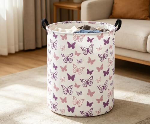 ESSME Butterfly Laundry Basket, Hamper Collapsible Canvas Waterproof Storage Bin - Image 5
