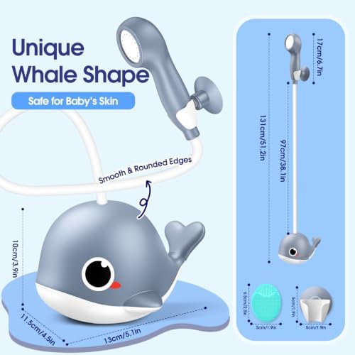 Whale Baby Bath Sprayer, Control the Flow Hands-Free 2 Gentle Modes - Image 6