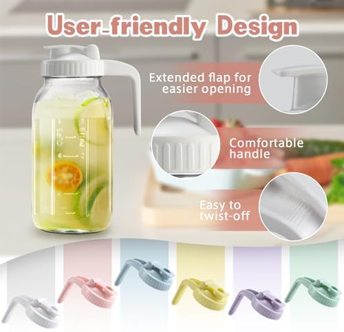 Mason Jar with Pour Spout Lid V-shaped, 2 Quart Iced Tea Pitcher Double Leak - Image 2