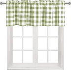 Hiasan Plaid Curtains Valances, Sage Green and White, 62W x 18L, 1 Panel - Image 2