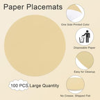SHACOS 100 PCS Round Paper Placemats 13 inch Disposable Paper Place Mats - Image 2