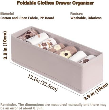 MURRI&MURRDI 6-Pack Foldable Fabric Sock Drawer Organizer, Small Dresser Drawer - Image 2