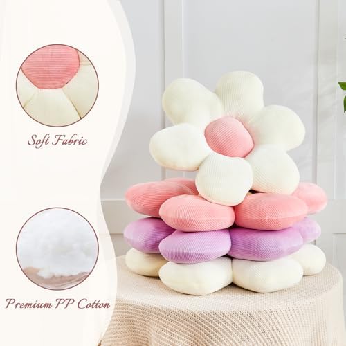 Kcvvcr Pink Flower Pillow, 19.6" Cute Flower Shaped Floor Pillow, Aesthetic - Image 4