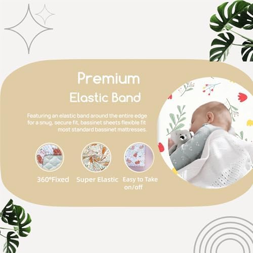 4 Pack Bassinet Sheets, Compatible - Image 3