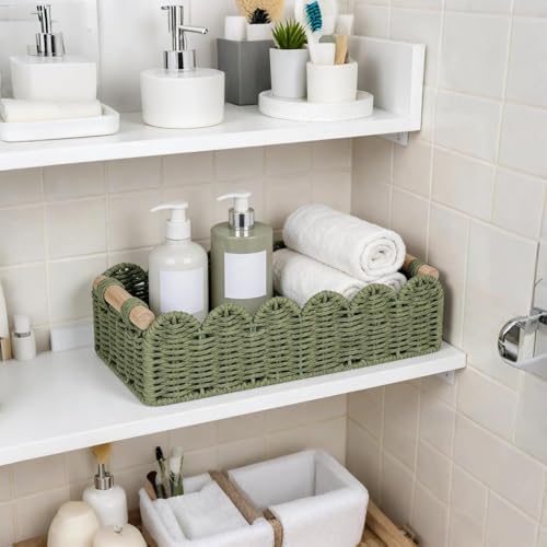 CubesLand Scalloped Toilet Paper Storage Basket W/Handle - Image 4