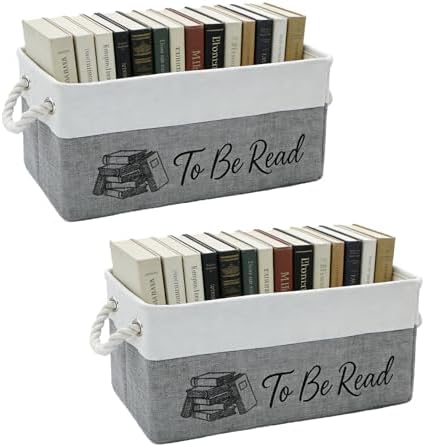 2 Pack TBR Book Storage Basket Bin by SKYJORMY