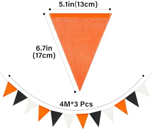 G2PLUS Halloween Bunting Pennant Banners Triangle Flag Black Orange - Image 2