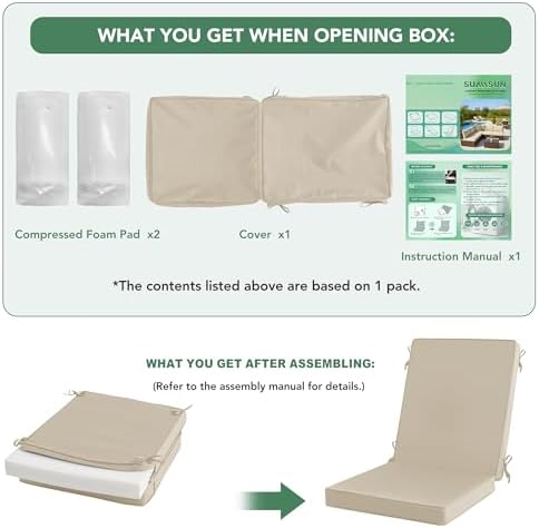 Summsun Outdoor Dining Chair Cushions 2-Pack, 20 x 20 Inch - Image 4