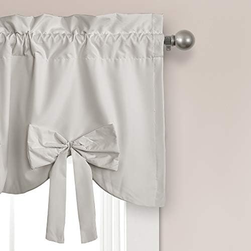Lush Decor Melody Bow Valance Curtain 52" W x 18" L +3" Light Gray - Image 2