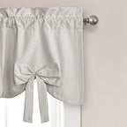 Lush Decor Melody Bow Valance Curtain 52" W x 18" L +3" Light Gray - Image 2