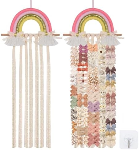 Rainbow Hair Bow Organizer for Girls Baby Hair Clips Holder Ribbons by iHansee