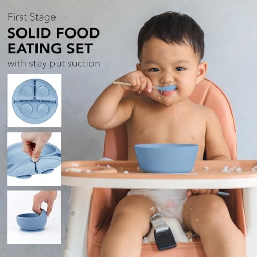 Silicone Baby Feeding Set Whimsy Blue Infant Tableware Collection - Image 5