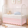 Hahafelt 28 x 52 Inch Pink Scalloped Crib Skirt, 14 Inch Drop by Hahafelt