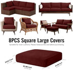 8Pcs Outdoor Cushion Covers, Stretch Patio Furniture Couch Chair Slipcovers - Image 2